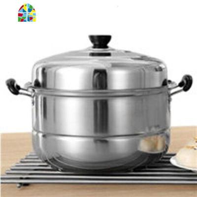 不锈钢蒸锅双2层加厚蒸笼汤锅大号蒸锅电磁炉煤气锅具26-32cm FENGHOU 32cm加厚