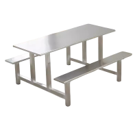 迅迈 6人位不锈钢加固款 单位学校不锈钢食堂餐桌椅组合公司员工地连体快餐桌椅