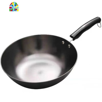 真不锈小炒锅26cm多功能辅食锅无涂层铸铁炒锅单身可用锅 FENGHOU 34CM无副耳+可立盖