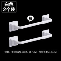卫生间毛巾架免打孔浴室挂钩浴巾架子家用吸盘厨房厕所置物毛巾杆 三维工匠 黑色长款(2个装)免打孔无痕贴储物架