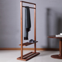 北欧实木衣帽架落地卧室客厅挂衣架简约日式室内立式胡桃原木衣架