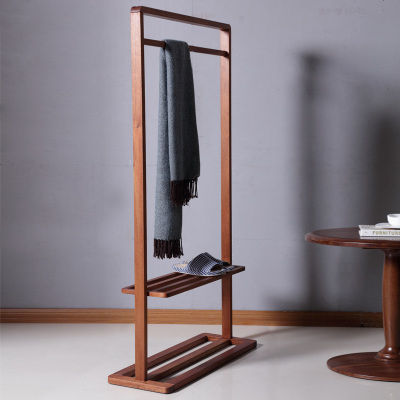 北欧实木衣帽架落地卧室客厅挂衣架简约日式室内立式胡桃原木衣架