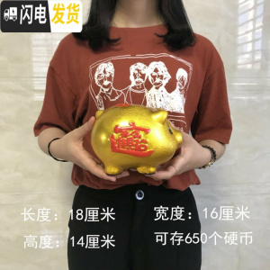 三维工匠小金猪存钱罐儿童储蓄罐大容量陶瓷储钱罐不可取大人家用只进不出 单只18CM送猪垫(可取钱款)