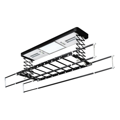 普利邦电动智能晾衣架阳台遥控自动升降晾衣机双杆式多功能电动晾衣杆梦幻黑单功能4杆+智能遥控升降+led照明+横杆