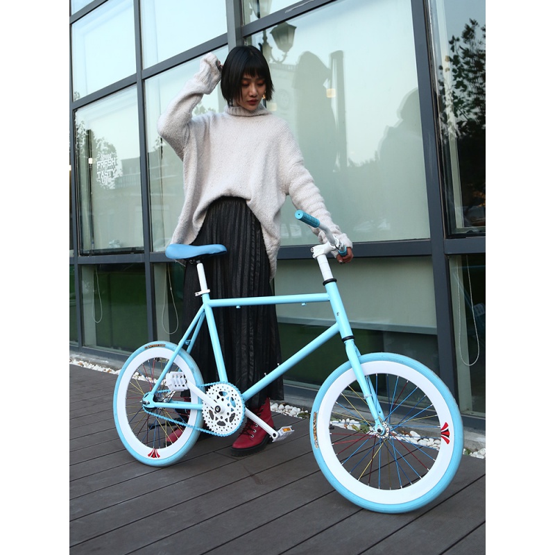 死飞自行车实心胎小活飞网红轮车20寸迷你倒刹车单车学生成人男女死飞