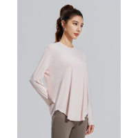 新款冰丝瑜伽罩衫圆领宽松透气百搭运动长袖T恤