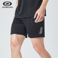 中健设计感针织运动裤时尚百搭基础款透气舒适短裤精美印花拉链口袋运动休闲日常居家裤男24203