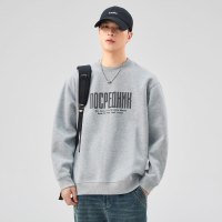 |圆领字母印花日系复古简约新款小众个性百搭男早秋款上衣