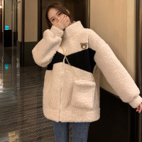 羊羔毛绒拉链外套女潮ins秋冬季加绒学生韩版宽松百搭卫衣女