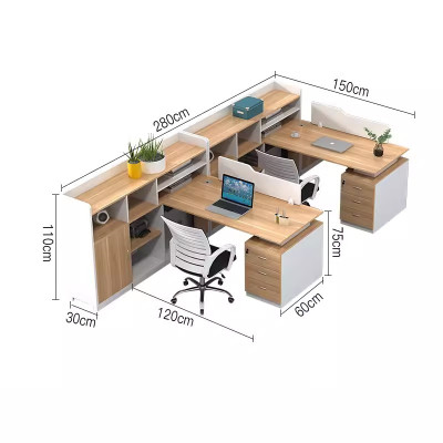 迅迈 F型两人位[含柜椅]职员办公桌简约现代电脑桌子办公室屏风卡座财务桌