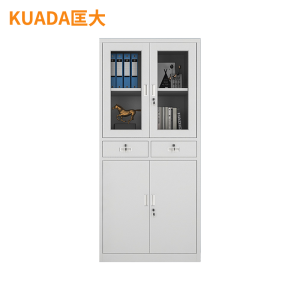 匡大 文件柜铁皮柜办公资料档案柜中二斗 灰白色