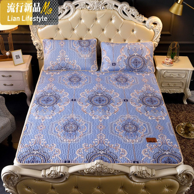 泰国乳胶凉席三件套天丝空调软席子1.5冰丝1.8m床水洗夏季 三维工匠凉席/凉枕