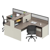 DXBG职员办公桌员工位卡座屏风位桌椅组合T型两人位[含柜/椅]