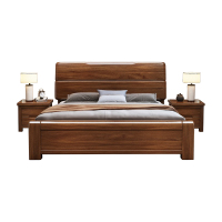 臻远ZY4022722实木床1.5米单人床胡桃木含两个床头柜