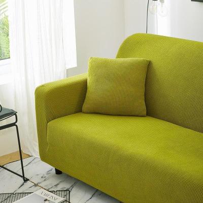 沙发套全包卍能全盖沙发罩四季沙发垫现代简约客厅通用弹力布艺 翠绿黄 XL[四人位长235-300cm以内]