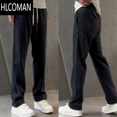 HLCOMAN男士轻奢休闲裤高品质条绒修身直筒裤加绒加厚欧货长裤男裤子