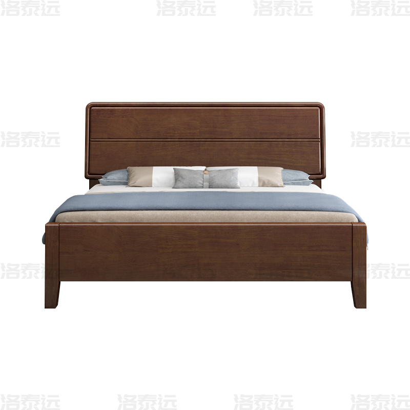 洛泰远 实木床简约1.2米单人床 胡桃色