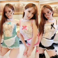 新款透明性感蕾丝网纱蝴蝶结可搭女仆套装情趣内衣女士制服女佣套装长夜漫漫