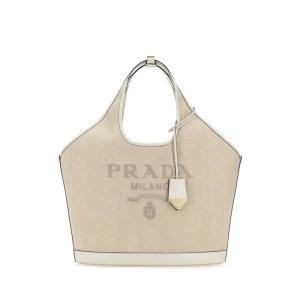 普拉达(PRADA)女士单肩包休闲潮牌帆布手提包百搭配饰日常通勤斜 BEIGE_O_TAN