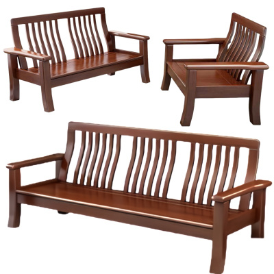 悦兴诚实木沙发组合198*75*94cm(单+双+三)套