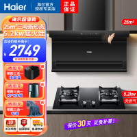 海尔(Haier)抽油烟机25m³大风量顶侧三吸一键热熔洗挥手智控 5.2KW燃气灶天然气烟灶套装EC725+Q2BE5