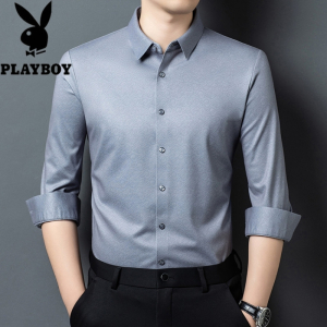 花花公子品牌男装丝羊绒免烫长袖男士衬衫商务休闲中年大码衬衣2025秋新款