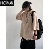 HLCOMAN日系复古cityboy衬衣男夏季港风ins宽松休闲百搭翻领短袖衬衫