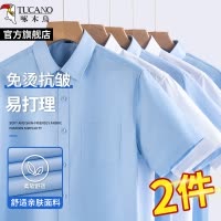 啄木鸟男士衬衫短袖夏季2025新款正装商务休闲免烫工装长袖衬衣男