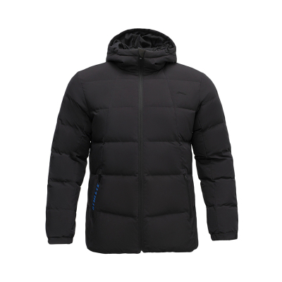 李宁短款短羽绒服男士新款训练系列立体裁剪连帽白鸭绒运动服