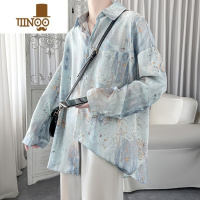 YANXU扎染长袖衬衫男夏季薄款痞帅百搭宽松设计感小众潮牌休闲衬衣外套