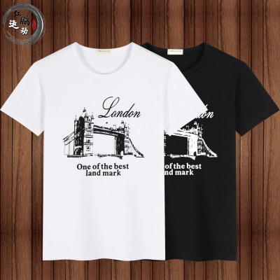 专注品质-棉夏装潮男士短袖T恤圆领修身男士上衣休闲印花男打底衫运动T恤瑞希罗