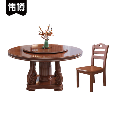 伟樽实木餐桌200*200*74cm+椅子*14套