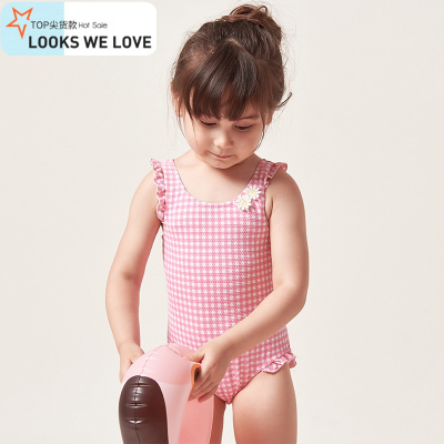 七色王国弈姿儿童游泳衣女童宝宝婴童连体泳衣小中大童三角可爱温泉泳装女