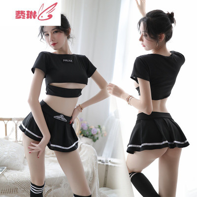 情趣内衣小胸可爱清骚学生装大码性感超短裙骚惑套装费琳