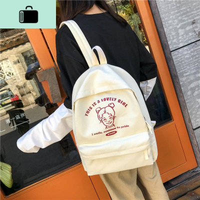 初中生书包女学生韩版校园原宿森系ins超火双肩包女简约帆布背包NEW LAKE