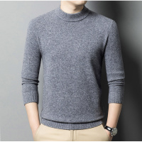 男士羊毛衫7针加厚秋冬季半高领保暖450克纯色打底针织毛衣男