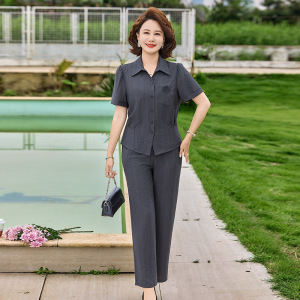 妈妈装休闲两件套衣服夏季短袖中老年女士套装40岁女款夏天服装女