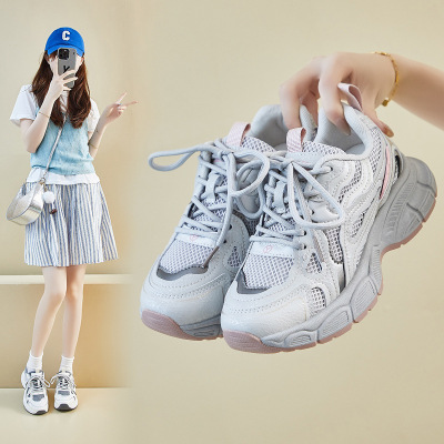 ins潮韩版新款老爹鞋女2025夏季跑步休闲鞋透气增高