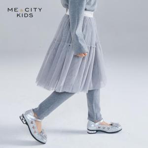 [2件2折价:41]米喜迪mecity童装春装新款女童时尚网纱假两件针织打底裤裙裤