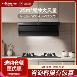 万和(Vanward)25m³吸力侧吸烟机WZ730+JZY-B9L50 4.8KW燃气灶液化气灶具家用烟灶套装