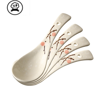 特价3个大汤勺家用酒店创意陶瓷大调羹舀汤勺饭勺健康骨瓷长柄勺￥21