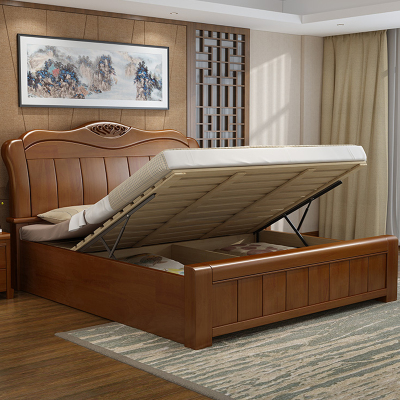 臻远ZY-SMC-80 现代简约实木床双人床 1.5米气压高箱