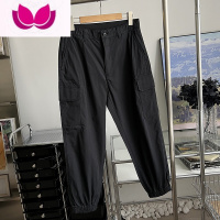 七斓北野!缘D 男装女装水洗多口袋复古束脚工装裤休闲裤