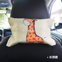 [补贴10%]车载纸巾盒挂式多功能遮阳板车用纸抽盒创意可爱卡通汽车抽纸盒 长颈鹿