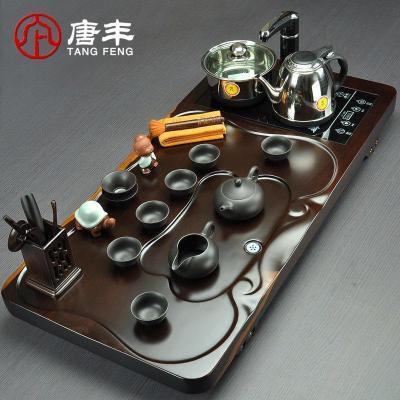 家柏饰(CORATED)黑檀实盘组合配件 紫砂壶功夫茶具套装家用四合一电热炉