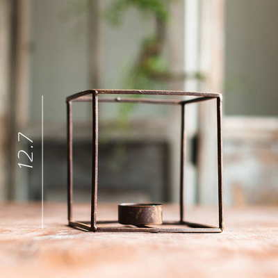 家柏饰(CORATED)几何正方体烛台铁艺工业风LOFT复古怀旧装饰摆件拍摄道具 方体大号