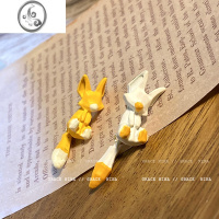 JiMi趣味可爱狐狸不对称耳钉女小众设计个性耳环2023年新款潮耳饰秋冬