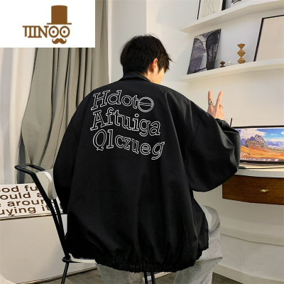 YANXU日系cityboy字母印花冲锋衣外套男秋款痞帅街头感立领夹克男