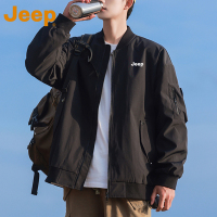 JEEP吉普棒球领夹克男士2025春新款黑色宽松户外防风长袖外套男款