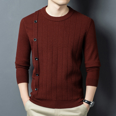 毛衣男冬季新款480克圆领加厚保暖打底男士羊毛衫